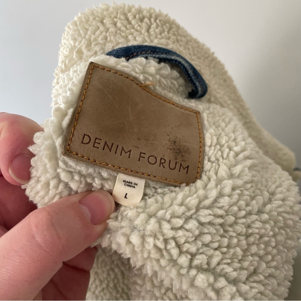 Aritzia Denim Forum The Ella Sherpa Lined Denim Jacket Dark Wash Size Large - Picture 8 of 11